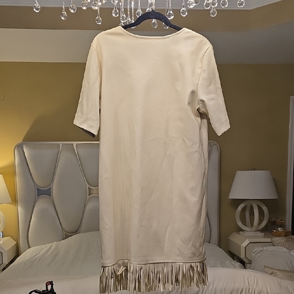 Karen Kane Cream Midi Dress with Fringe Hem - Picture 8 of 16